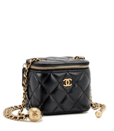 Chanel Black Quilted Lambskin Mini Pearl Crush Mini Vanity Case Gold Hardware 1:1 Original Quality #9999921203