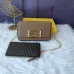 Fendi Mini handbag with flip and snap closure Pequin fabric back and flat pocket bag #A26242