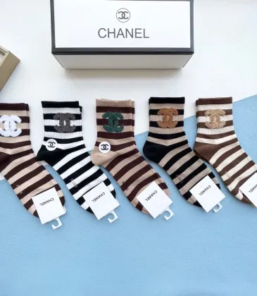 High quality  classic fashion design cotton socks hot sell brand CHANEL socks for  women and man 5 pairs #999930296