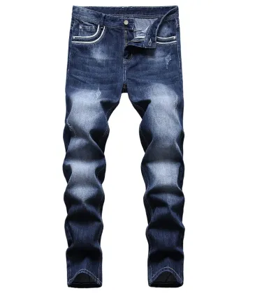 2021 new men's jeans blue stretch European and American personality zipper decoration jeans trendy men #99905875