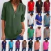 V-neck zipper large size women's long-sleeved sleeves loose chiffon shirt (S-5XL) #9116411