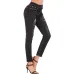 Foreign trade women's high elastic slim hole jeans Amazon Women's medium waist large denim black pants #99115716