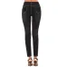 Foreign trade women's high elastic slim hole jeans Amazon Women's medium waist large denim black pants #99115716