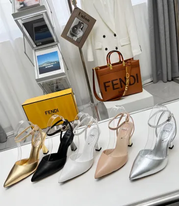 Fendi First shoes for Fendi High-heeled shoes for women Heel height 8.5cm  (Gold/Brown/White/Black/Silver) #A23177