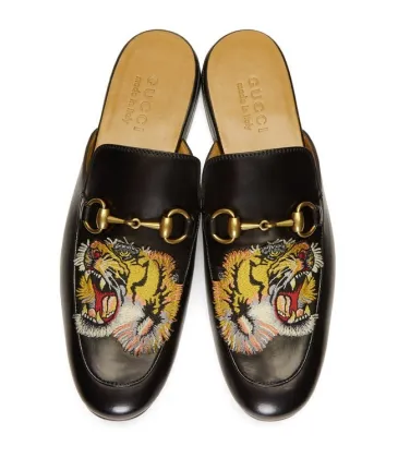 Brand G men's loafers leather horse title buckle tiger applique #9120224