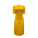 2023 Summer New Short Sleeve Pleated Solid Size Cross border Dress #A21656