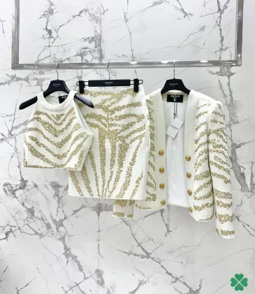 Balmain jacket skirt Vest three piece set White #A30703